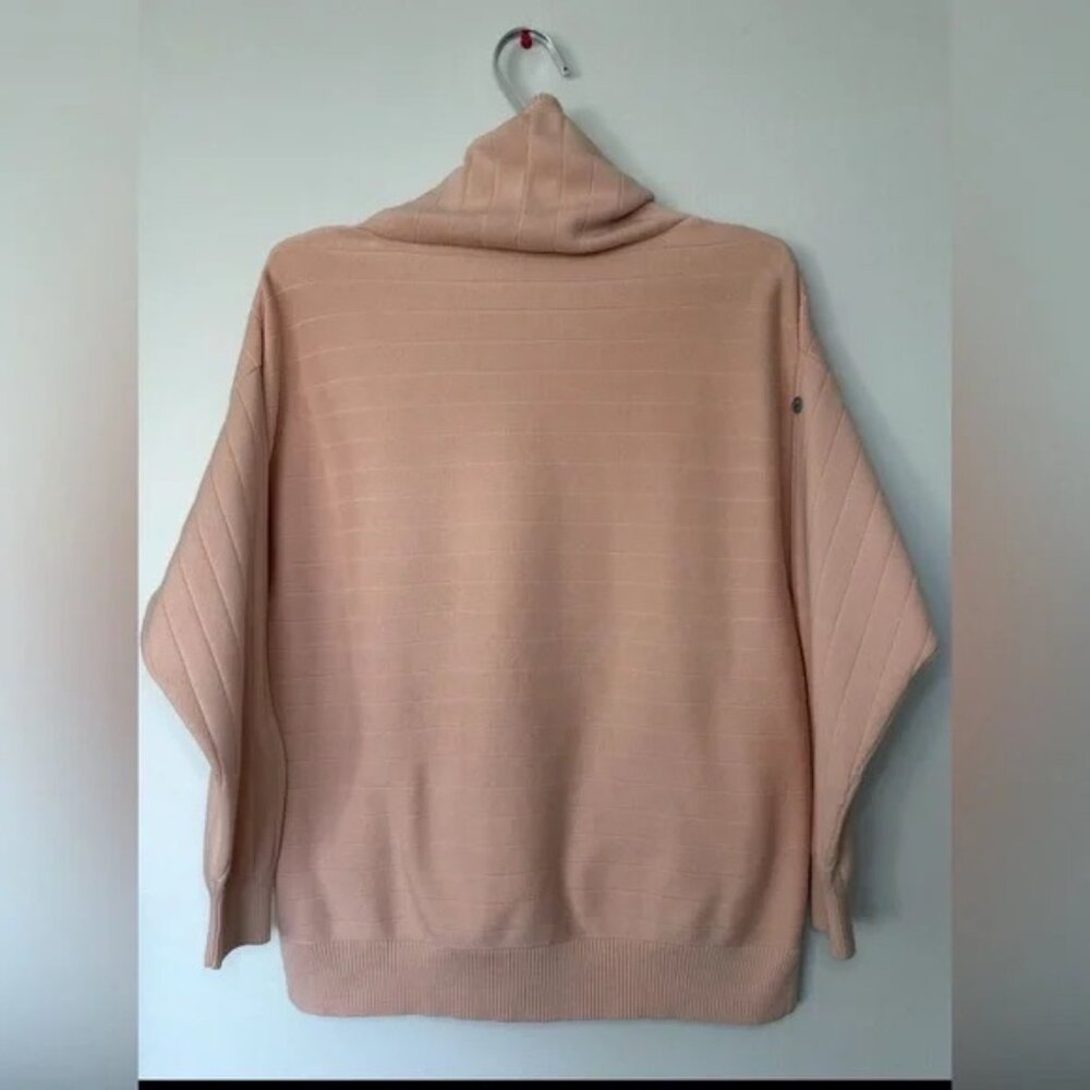 Verve Ellipse Levelwear High Mock Neck Collar Knit Ribbed Sweater Peach Size S - Picture 2 of 8